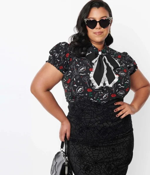 Hell Bunny Black Lilith Blouse