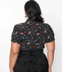 Hell Bunny Black Lilith Blouse