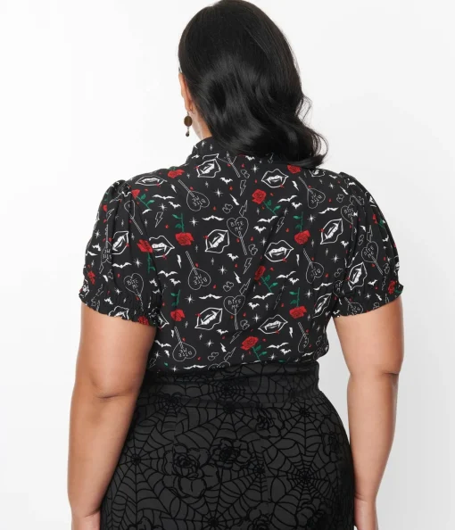 Hell Bunny Black Lilith Blouse
