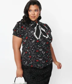 Hell Bunny Black Lilith Blouse