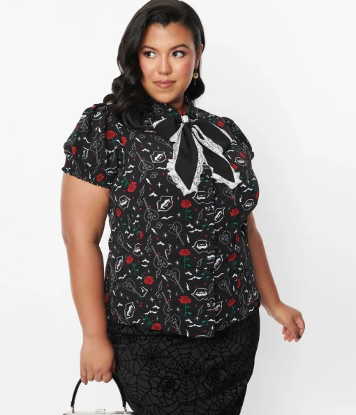 Hell Bunny Black Lilith Blouse