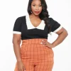 Hell Bunny Plus Size 1950s Black Jacquard Joanie Top