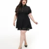 Hell Bunny Plus Size 1950s Black Lace Dominica Mini Dress
