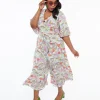 Hell Bunny Plus Size 1960s Pastel Rainbow Hazy Daze Floral Jumpsuit