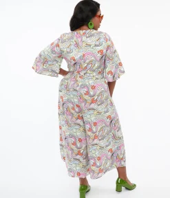 Hell Bunny Plus Size 1960s Pastel Rainbow Hazy Daze Floral Jumpsuit