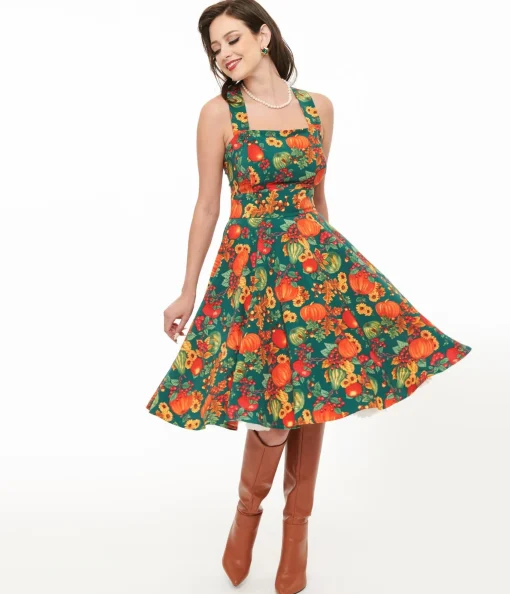 Hell Bunny 1950s Autumn Pinafore Swing Dress
