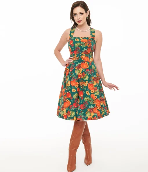 Hell Bunny 1950s Autumn Pinafore Swing Dress