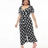 Hell Bunny 1960s Black & White Polka Dot Cropped Trousers