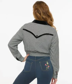 Hell Bunny 1940s Black & White Houndstooth Teddy Jacket