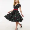 Hell Bunny 1950s Festive Hearts & Holly Print Angelica Swing Dress