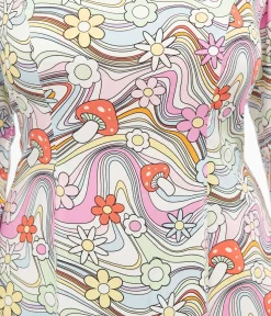 Hell Bunny 1960s Pastel Rainbow Hazy Daze Floral Shift Dress