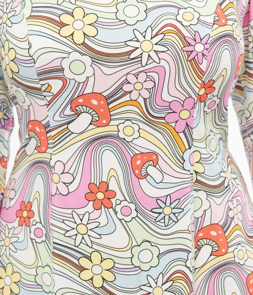 Hell Bunny 1960s Pastel Rainbow Hazy Daze Floral Shift Dress