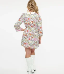 Hell Bunny 1960s Pastel Rainbow Hazy Daze Floral Shift Dress