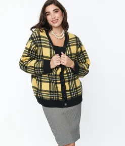 Hell Bunny Yellow & Black Plaid Cardigan