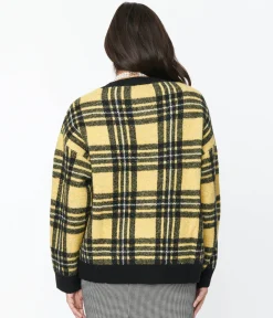Hell Bunny Yellow & Black Plaid Cardigan
