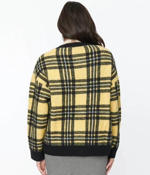 Hell Bunny Yellow & Black Plaid Cardigan