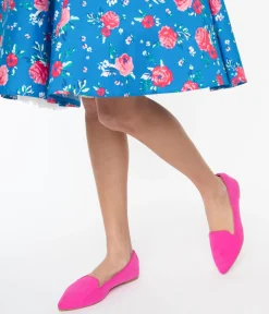 Hot Pink Suede Loafer Flats