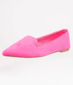 Hot Pink Suede Loafer Flats