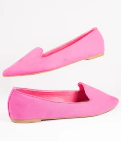 Hot Pink Suede Loafer Flats