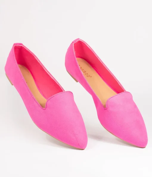 Hot Pink Suede Loafer Flats