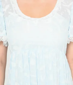Ice Blue Bat & Moon Flocked Babydoll Dress