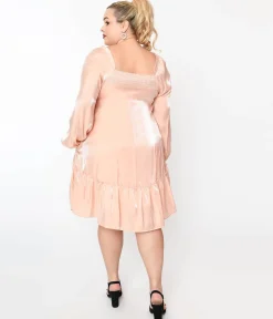 Iridescent Peach Ruffled Babydoll Dress