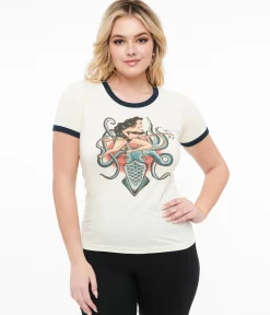 Ivory Daughter Of The Kraken Fitted Graphic Tee