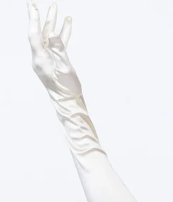 Ivory Satin 23'' Opera Length Gloves