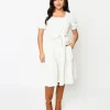 Ivory Textured Smock Fit & Flare Dress