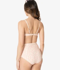 Kingdom & State Peach & Ivory Daisy Print Swim Top