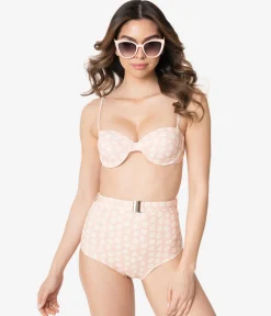 Kingdom & State Peach & Ivory Daisy Print Swim Top
