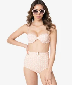 Kingdom & State Peach & Ivory Daisy Print Swim Top