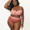 Kingdom & State Plus Size Dusty Pink & Burgundy Polka Dot Swim Top