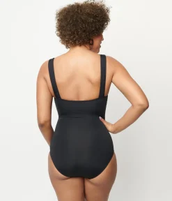 Kingdom & State 1950s Black Belted One Piece Swimsuit