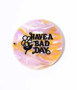 Lavender & Orange Marble Have A Bad Day Compact Pocket Mirror