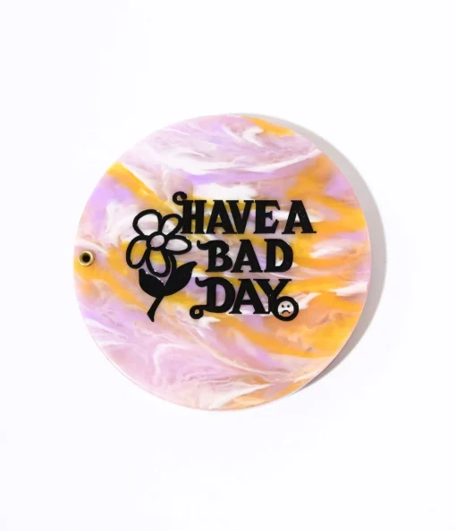Lavender & Orange Marble Have A Bad Day Compact Pocket Mirror