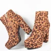 Leopard Print Suede Platform Heel Booties