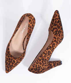 Leopard Print Suede Pointed Toe Heels