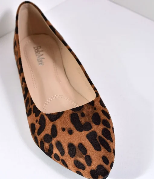 Leopard Print Suede Pointed Toe Flats
