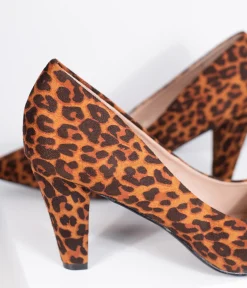 Leopard Print Suede Pointed Toe Heels