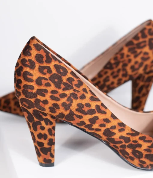 Leopard Print Suede Pointed Toe Heels