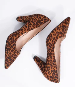 Leopard Print Suede Pointed Toe Heels