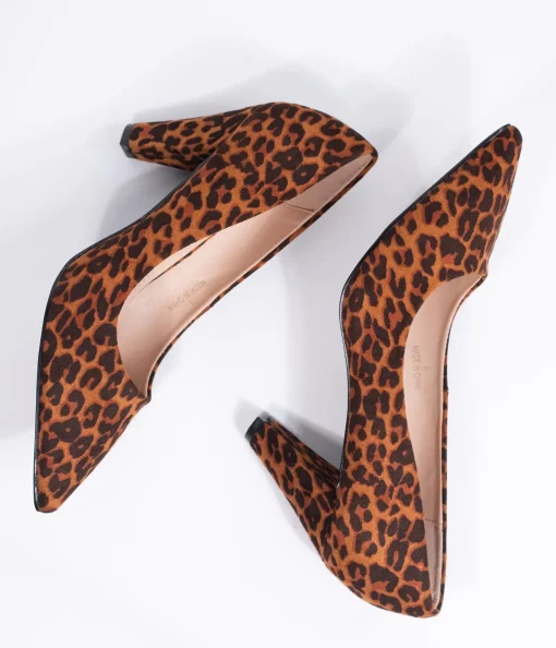 Leopard Print Suede Pointed Toe Heels