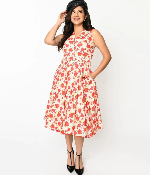 Light Pink Strawberry Love Swing Dress