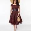 Magnolia Place Black & Cherry Anna Swing Dress
