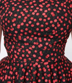 Magnolia Place Black & Cherry Anna Swing Dress