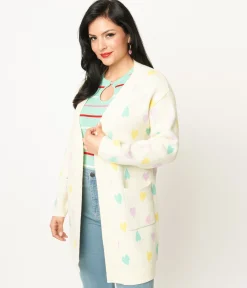 Magnolia Place Cream & Pastel Hearts Cardigan