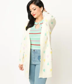 Magnolia Place Cream & Pastel Hearts Cardigan