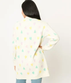 Magnolia Place Cream & Pastel Hearts Cardigan