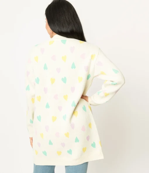 Magnolia Place Cream & Pastel Hearts Cardigan